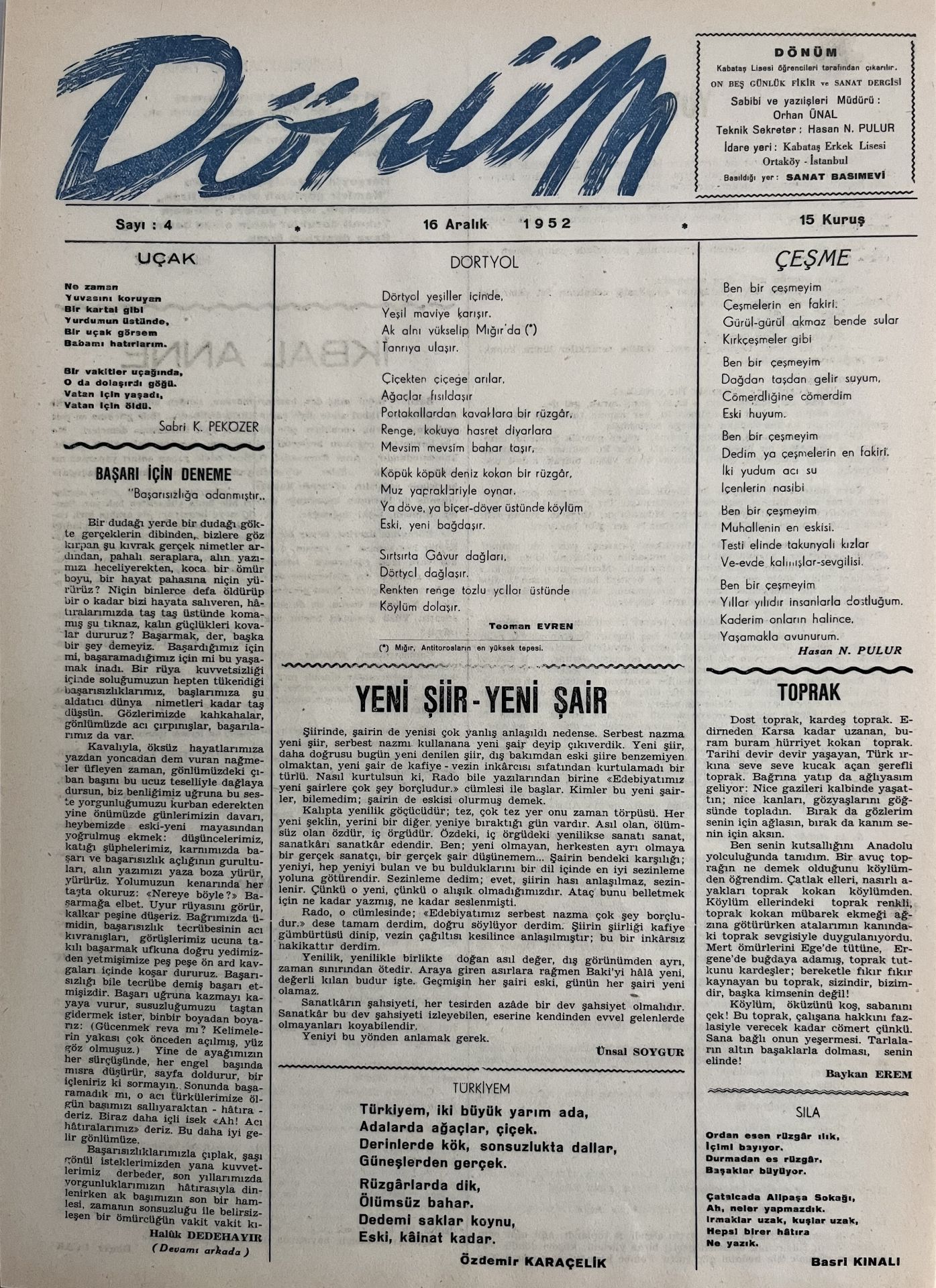 Dönüm Dergisi - 1952